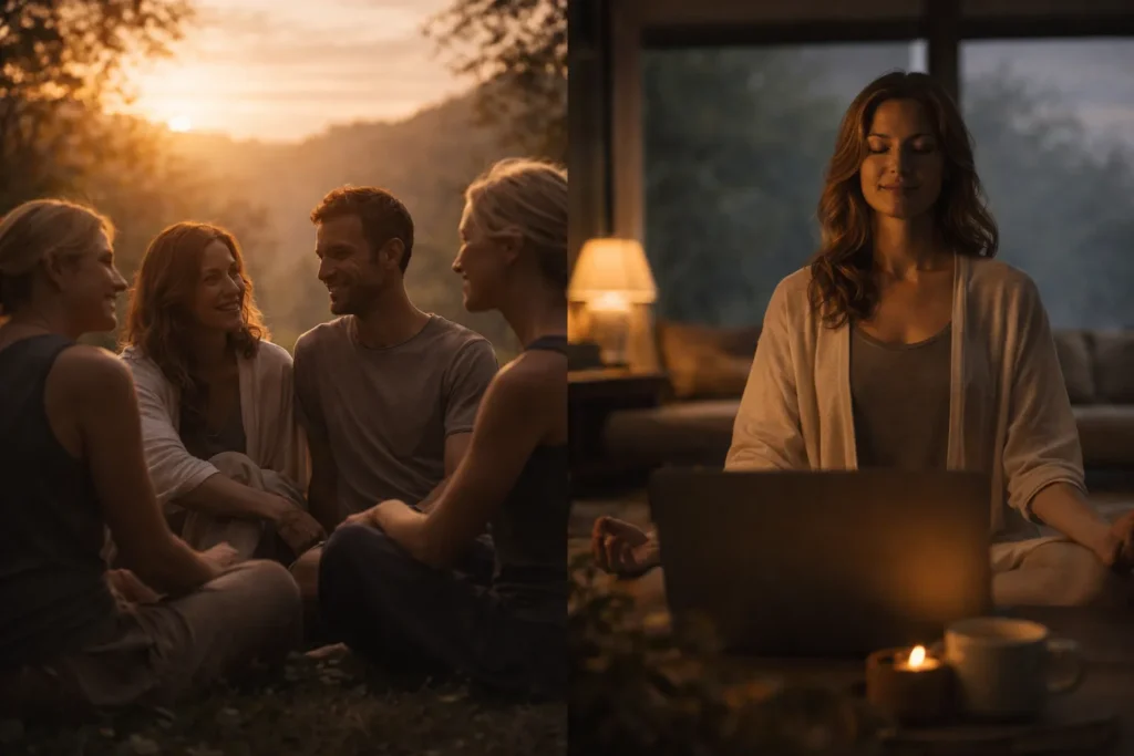 How do online courses improve retreat retention and referrals?